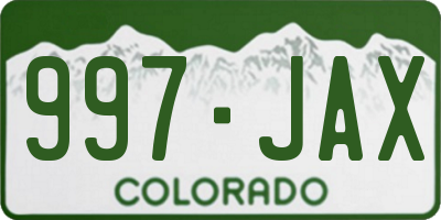CO license plate 997JAX