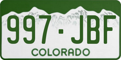CO license plate 997JBF