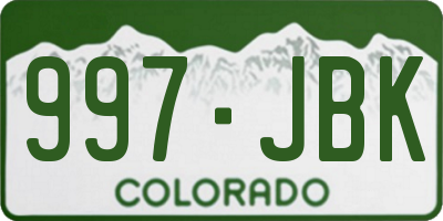 CO license plate 997JBK
