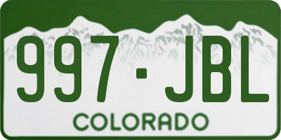 CO license plate 997JBL