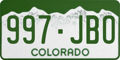 CO license plate 997JBO