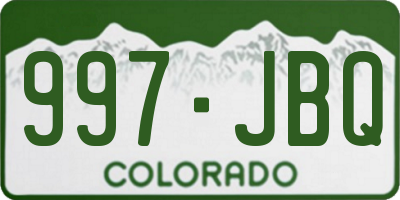 CO license plate 997JBQ