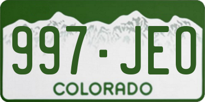 CO license plate 997JEO