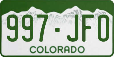 CO license plate 997JFO