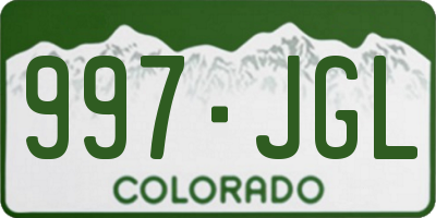 CO license plate 997JGL