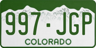 CO license plate 997JGP