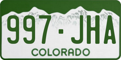 CO license plate 997JHA