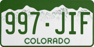 CO license plate 997JIF