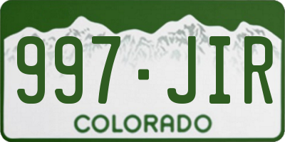 CO license plate 997JIR