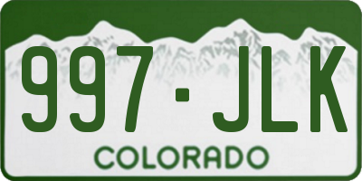 CO license plate 997JLK