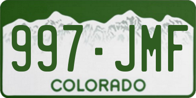 CO license plate 997JMF