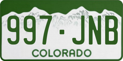 CO license plate 997JNB