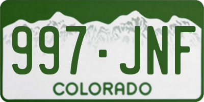 CO license plate 997JNF