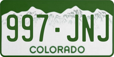 CO license plate 997JNJ