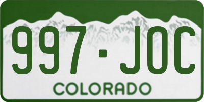 CO license plate 997JOC