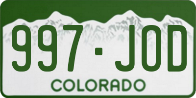 CO license plate 997JOD