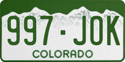 CO license plate 997JOK