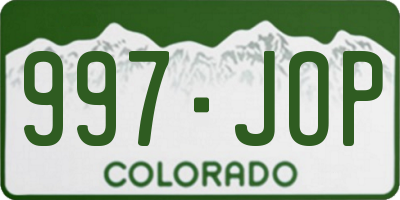 CO license plate 997JOP