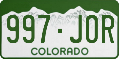 CO license plate 997JOR