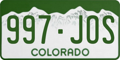 CO license plate 997JOS