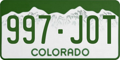 CO license plate 997JOT