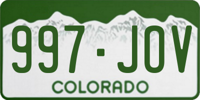 CO license plate 997JOV