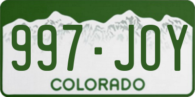 CO license plate 997JOY