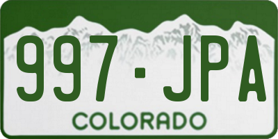 CO license plate 997JPA
