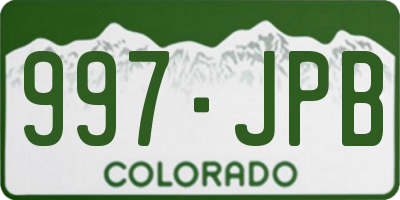 CO license plate 997JPB