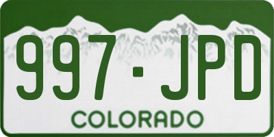CO license plate 997JPD