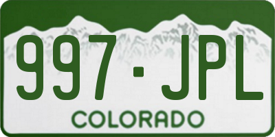 CO license plate 997JPL