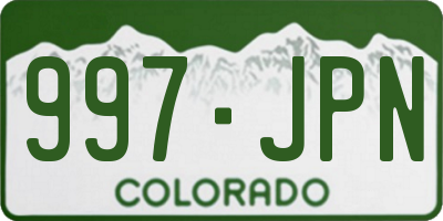 CO license plate 997JPN