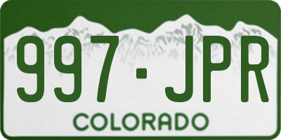 CO license plate 997JPR