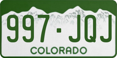 CO license plate 997JQJ