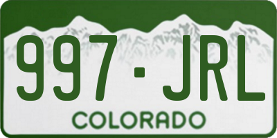CO license plate 997JRL