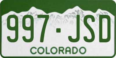 CO license plate 997JSD