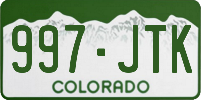 CO license plate 997JTK