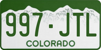 CO license plate 997JTL