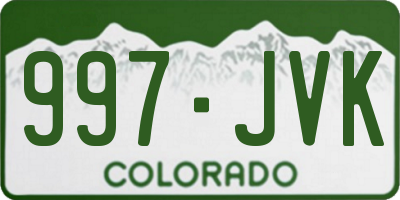CO license plate 997JVK