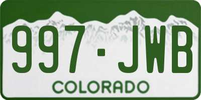 CO license plate 997JWB