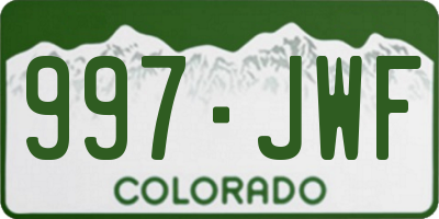 CO license plate 997JWF