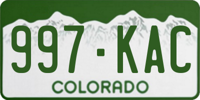 CO license plate 997KAC