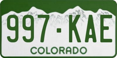CO license plate 997KAE
