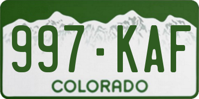 CO license plate 997KAF