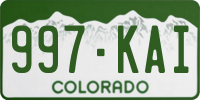 CO license plate 997KAI