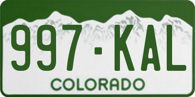 CO license plate 997KAL