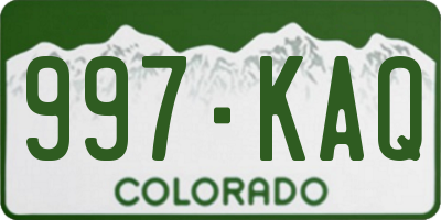 CO license plate 997KAQ