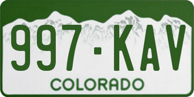 CO license plate 997KAV