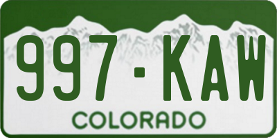 CO license plate 997KAW