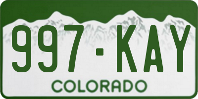 CO license plate 997KAY